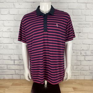 G/Fore Shirt Men's XL Polo Golf Short Sleeve Pink Striped Golfing Oceanside Club